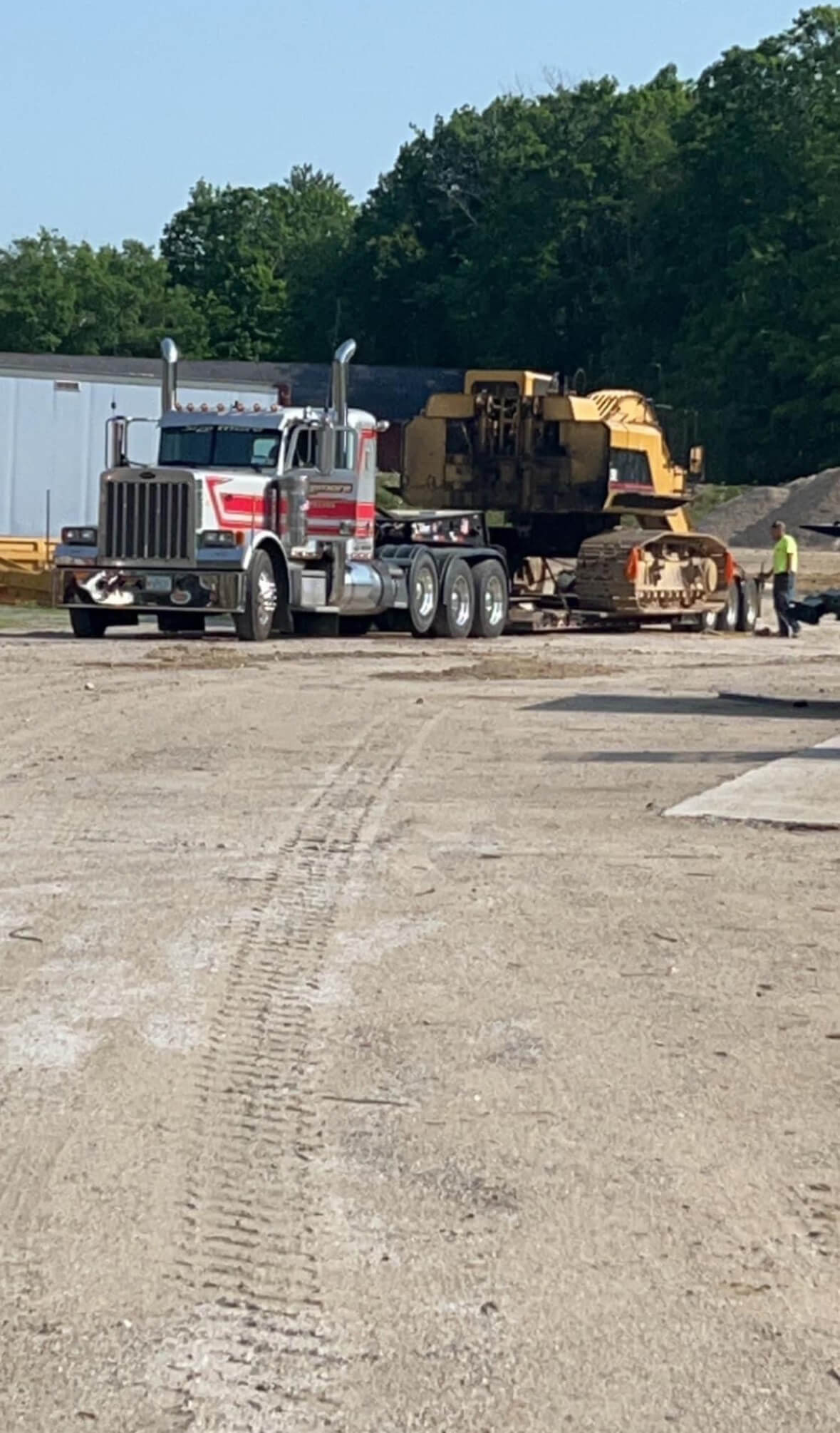 excavator and truck